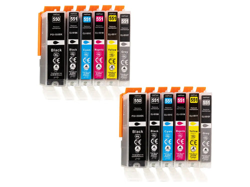 PGI-550/CLI-551XL Cartouches d’encre compatibles Canon – 2 multipacks + 2 gris