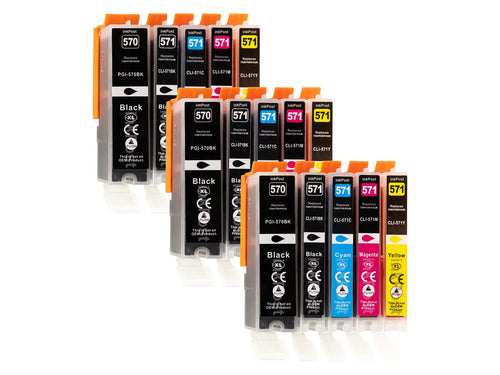 PGI-570/CLI-571XL Canon – Cartouches d’encre compatibles, 3 packs multiples